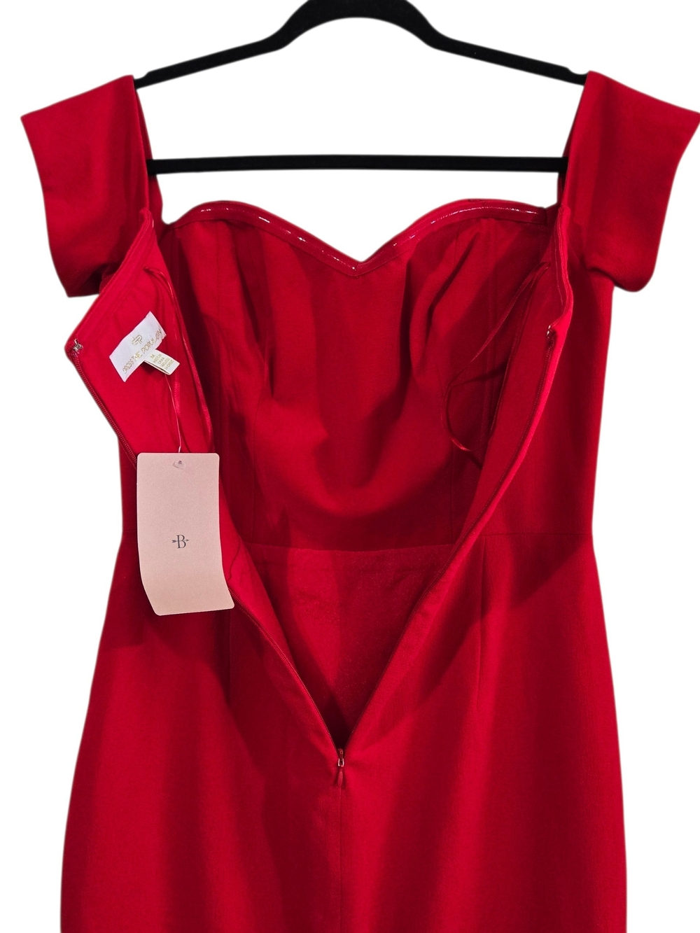 Dress the Population Red Off The Shoulder Sheath Dress Stretch Crepe M New - Picture 3 of 9